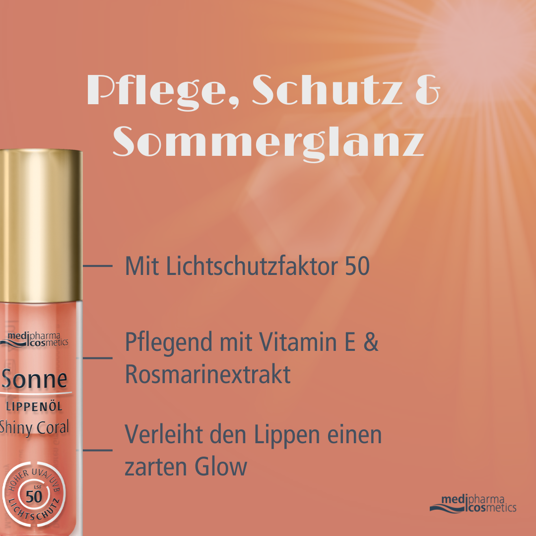 Sonne Lippenöl Shiny Coral LSF 50